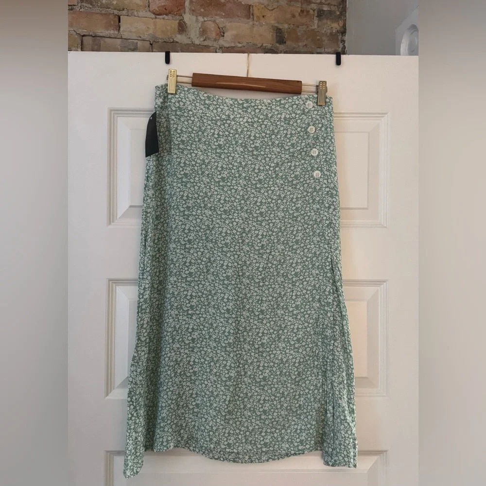 FAITHFULL THE BRAND RACQUEL MIDI SKIRT KAIA FLORAL SEAFOAM GREEN SIZE US6/AU10/M - Picture 3 of 8